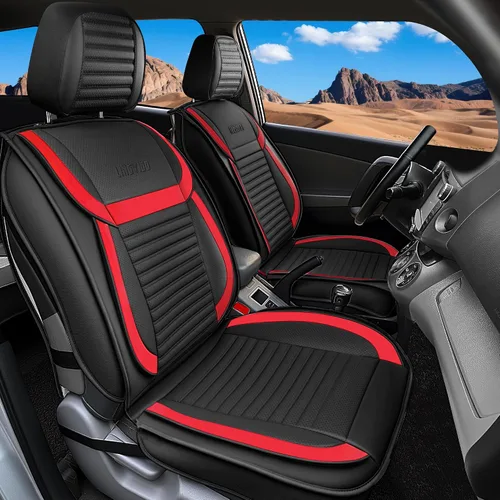Vista 13 de LINGVIDO - Fundas de piel sintética con respaldo para asiento de automóvil, transpirables, impermeables, universal y antideslizante, para SUV Beige