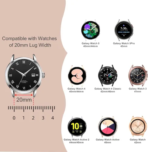 Vista 7 de TOYOUTHS Correa elástica de nylon de 20mm compatible con Samsung Galaxy Watch 7/6/5/4/FE/Active 2 de 40mm 44mm/Watch 6 Classic de 43/47mm/Watch 5