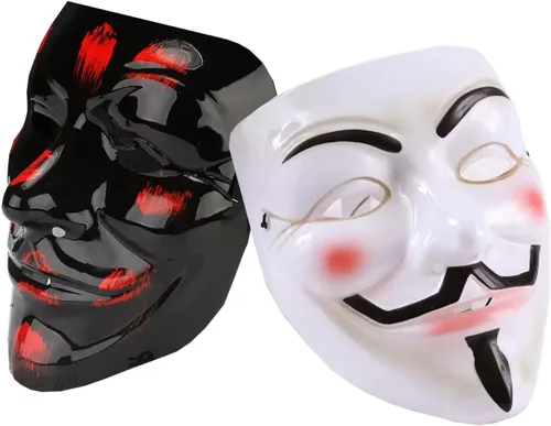 Vista 7 de Máscara V for Vendetta de hackers anónimos para fiestas de disfraces de cosplay