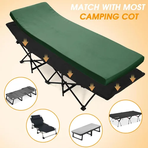 Vista 3 de CYMULA Camping Cot Mattress 3in Memory Foam Sleeping Pad,Soft Warm Non-Slip Camping Mattress Topper with Retaining for Adults,Portable Roll up Pad
