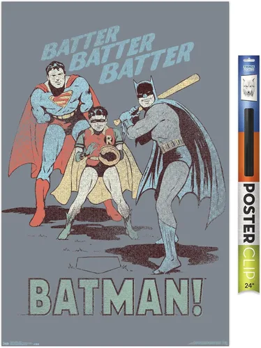 Vista 19 de Trends International DC Comics - Póster de Batman - Robin - Superman - Batter Wall Poster, 14.725 x 22.375 pulgadas, versión enmarcada de madera