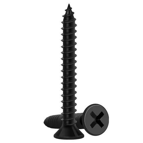 Vista 11 de Tornillos para madera de 1/2 pulgada, FIXLINK Tornillos para madera negros Phillips de cabeza plana premium 135 PCS, autorroscantes