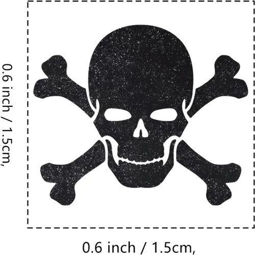 Vista 2 de Sello de goma con diseño de calavera y huesos cruzados, 3/5 pulgadas, pequeño mini sello de Halloween para álbumes de recortes, planificación