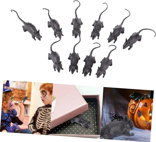 Vista 9 de 10Pcs Realistic Plastic Fake Mouse Halloween Prank Scary Simulation Rodent for Decorations Party Favors and Themed Events