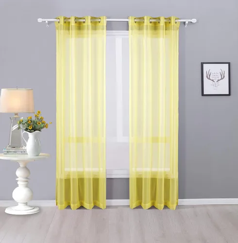 Vista 8 de Interior Trends Ariana - Juego de 2 cortinas de gasa transparente totalmente cosida con ojales (63 pulgadas de largo, beige)