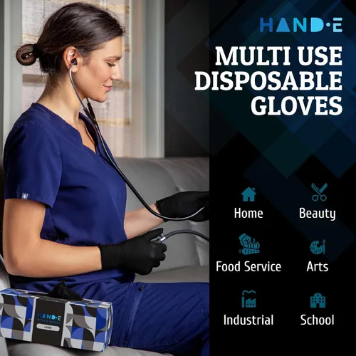 Vista 7 de Hand-E Touch Disposable Nitrile Gloves 1000 Count Case - Latex Free, Powder Free, Surgical Medical Exam Gloves -Bulk Supply