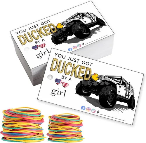 Vista 10 de You've Been Ducked You Just Got Ducked By a Car Girl Tarjeta de juego de pato de pato Etiqueta de tarjeta de pato Paquete de 50