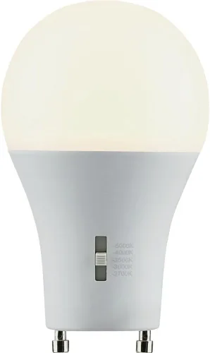 Vista 4 de Satco S11796 LED A19 de 14 vatios; base GU24 de dos pines; CCT seleccionable; 120 voltios; acabado blanco