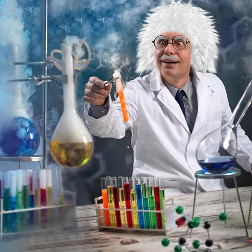Vista 3 de Disfraz de científico loco para adultos, disfraz de Albert Einstein