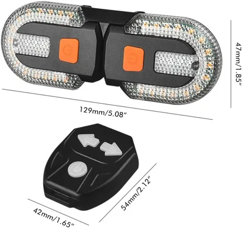 Vista 2 de LED Bicycle Rear Light, Bike Turn Signals with Wireless Remote Control, USB Charging, Bicycle Rear Light, Turn Signal Indicators for Safe Night