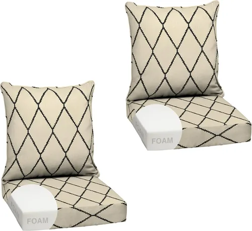 Vista 55 de Arden - Juego de cojines de asiento profundo para exteriores, espuma, 24x24, azulejos Alana