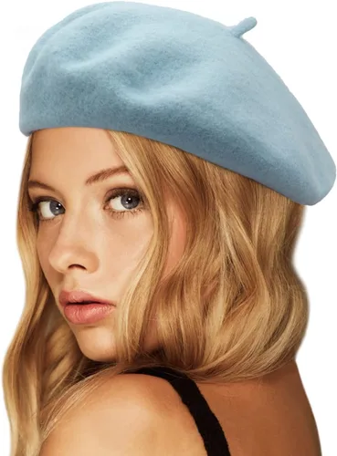 Vista 25 de Wheebo Boina de lana, color sólido, estilo francés, gorro cálido de invierno para mujeres y niñas Albaricoque