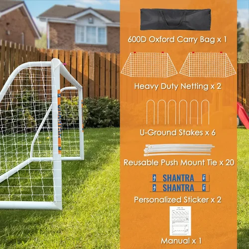 Vista 5 de SHANTRA Portería de fútbol de 12 x 6/10 x 6.5/8 x 5/6 x 4 pies para patio trasero, redes de fútbol de tamaño completo para niños y adultos, portería