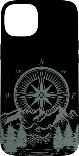 Vista 9 de iPhone 16 Compass Nautical Aesthetic Tree Mountains Landsacpe Case