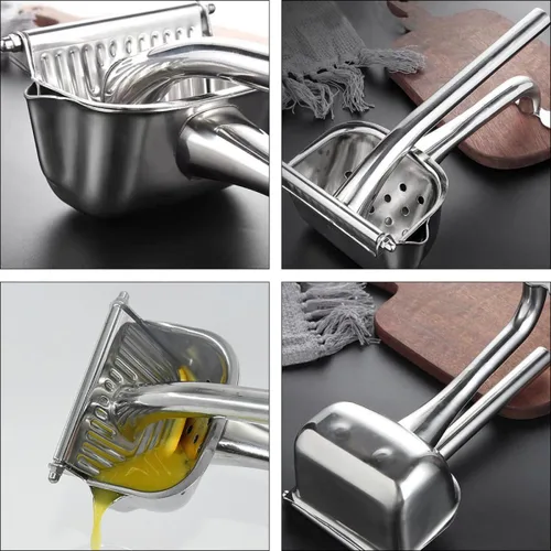 Vista 6 de Stainless Steel Manual Fruit Juicer Lemon Squeezer Hand Press Citrus Juicer 304 Food-grade Metal Household Kitchen Tool for Fresh Juice Extraction
