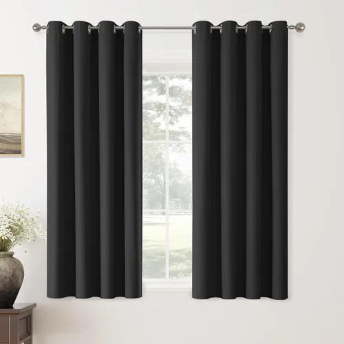 Vista 82 de ChrisDowa Cortinas 100% Opacas de Abedul Sólido de 45 Pulgadas de Largo, 2 Paneles para Dormitorio y Sala de Estar, Estilo Granja Oscurecedoras