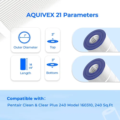 Vista 3 de Cartuchos de filtro de piscina CCP240, compatibles con Pentair Clean & Clear Plus 240, Pentair 160310, 178569, R173572, Pleatco PCC60, PCC60-PAK4