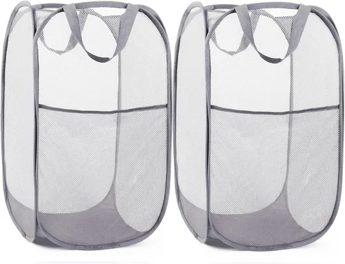 Vista 15 de Cestas plegables duraderas para lavandería, cesta desplegable resistente a desgarros para lavandería, cesta de ropa plegable con asas de transporte