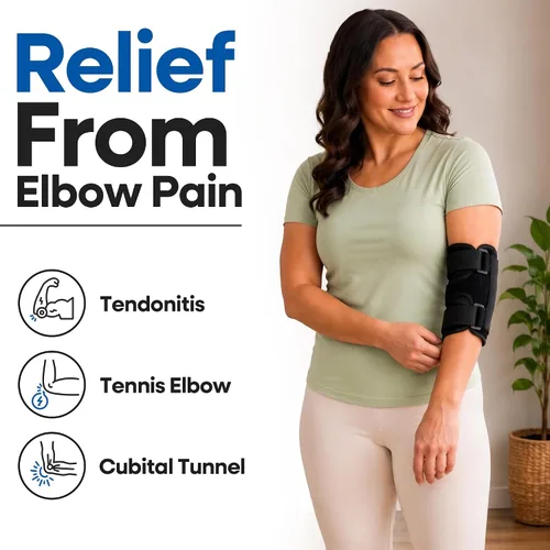 Vista 2 de Codera para tendinitis de codo Soporte de túnel cubital para dormir Soporte de brazo y manga de compresión inmovilizadora para alivio del dolor