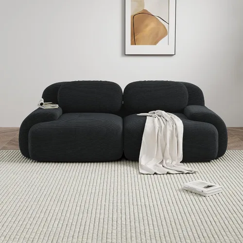 Vista 3 de Sofá sin hueso de 82 pulgadas, cómodo sofá cama de dos plazas, sofá comprimido con asiento profundo, sofá nube de pana para sala de estar