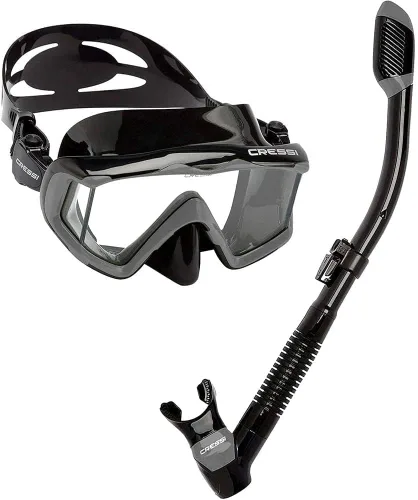 Vista 13 de Cressi Panoramic Wide View Mask & Dry Snorkel Kit for Snorkeling, Scuba Diving - Pano 3 & Supernova Dry: Designed in Italy