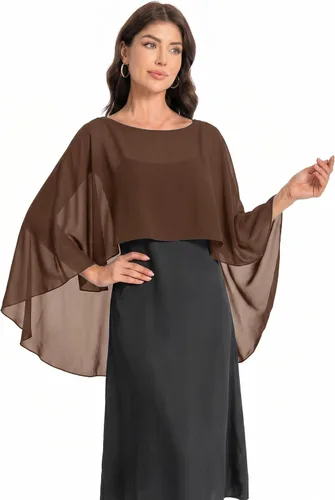 Vista 38 de Baoqiya Women's Shawls and Wraps for Evening Dresses Chiffon Cape verde ( Bean Green )