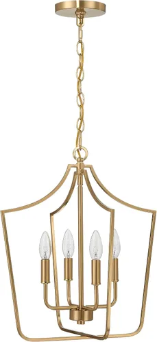 Vista 5 de Creative Co-Op Constance - Lámpara de techo estilo candelabro de metal cónico con 4 luces, color dorado cepillado
