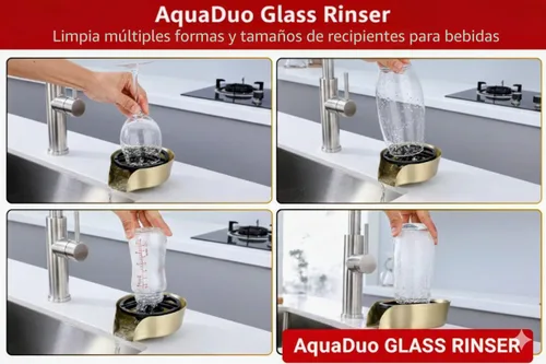 Vista 2 de AquaDuo - Combo de enjuagador de vasos de vidrio y rociador de fregadero de cocina, lavador de vasos de acero inoxidable, limpiador de vasos