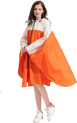 Vista 4 de Spmor Poncho de lluvia impermeable con capucha para adultos con cremallera