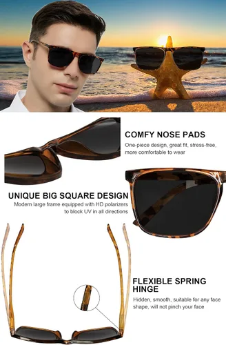 Vista 4 de MARE AZZURO Gafas de sol polarizadas de gran tamaño para mujeres y hombres, para conducir, pesca, deportes, protección UV400, para fiesta, playa, sol
