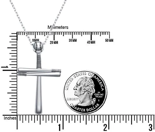 Vista 6 de Mens S925 Sterling Silver Large Cross Pendant Necklace 24 Inches Silver Chain