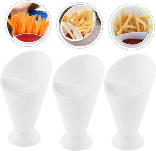 Vista 5 de Happyyami 6 unids Fritas Papas Fritas Taza de Ensalada Mini Alimentos Bandeja de Huevo Para Mini Postres Fry Fría Fría Taza de Inmersión de Cerámica