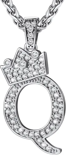 Vista 11 de U7 Crown Initial Number Necklace for Men Women A-Z Letter Pendant Chain a. Oro