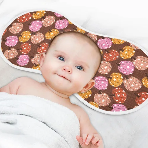 Vista 4 de Muslin Baby Burp Cloths, Retro Pumpkin 70s Hippie Muslin Washcloths Baby Bibs Rags Comfy Soft Absorbent in for Newborn Boys and Girls 4 Piece 22 x