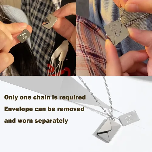 Vista 6 de YINYIFANS Collar con medallón de sobre personalizado, collares personalizados para mujeres que contienen imágenes, regalo para mamá, esposa, niña