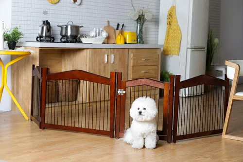 Vista 10 de Merry Pet Jaula y puerta para mascotas configurables 2 en 1, marrón, grande