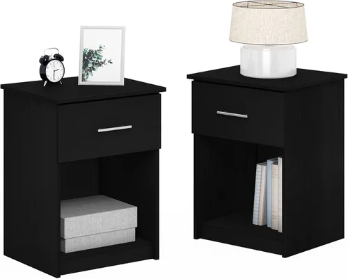 Vista 12 de Furinno Tidur - Mesita de noche, roble negro, americano, paquete de 2