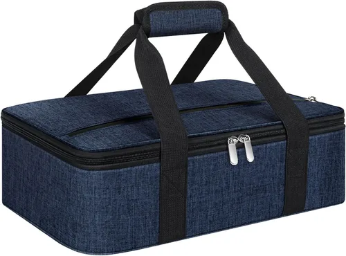 Vista 16 de Porta cacerolas aislado, porta ollas portátil para alimentos calientes o fríos, bolsa de lasaña para almuerzo para fiestas de comida, se adapta a