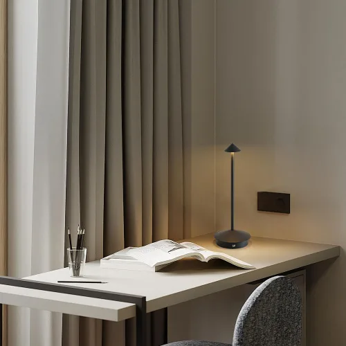 Vista 8 de Paquete de 2 lámparas de mesa inalámbricas de aluminio, lámparas de mesa recargables de 6000 mAh, lámpara LED táctil portátil, lámparas de mesa Negro