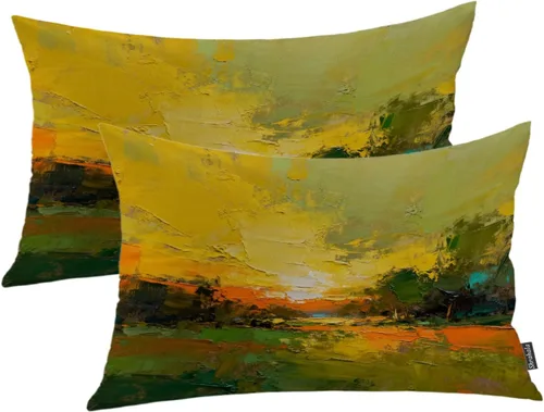 Vista 82 de Shrahala Juego de 2 fundas de almohada de mandala de color beige para exteriores, cuadradas, mandala, para interiores, de lino resistente al agua