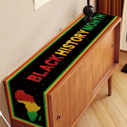 Vista 4 de Nepnuser Camino de mesa del mes de la historia negra afroamericana, decoración de fiesta nacional afroamericana, decoración del hogar, cocina
