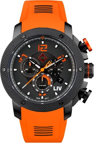 Vista 10 de LIV GX1 - Reloj clásico resistente con cronógrafo suizo de 1.77 pulgadas, 316L SS, 3D multicapa con fecha rápida, resistente a los arañazos Caja IP