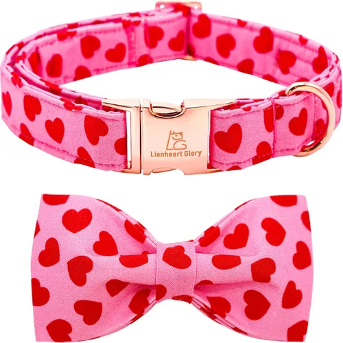 Vista 23 de Lionheart glory - Collar de perro de San Valentín, collares para perros con lazo, collares para mascotas ajustables con lazo para perros pequeños