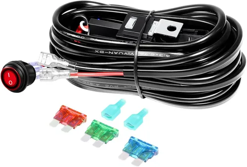 Vista 13 de SKYWORLD Kit de arnés de cableado de 1 cable de 10 pies para barra de luz de trabajo LED, interruptor de encendido/apagado de 14 V, kit de arnés