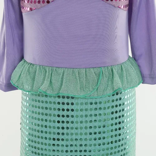 Vista 6 de LURLEEZ Little Girls Mermaid Costume Princess Ariel Dress Up for Girls 3-8 with Wig Birthday Party Cosplay
