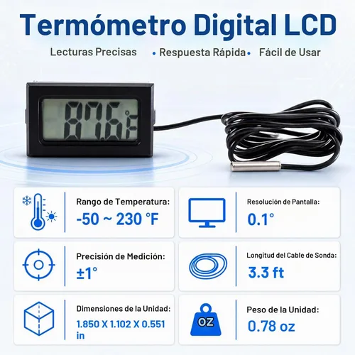 Vista 2 de Termómetro digital LCD para refrigerador, 5 unidades, Fahrenheit