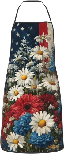 Vista 21 de Delantal impermeable floral arcoíris con bolsillos grandes para regalo de cocina