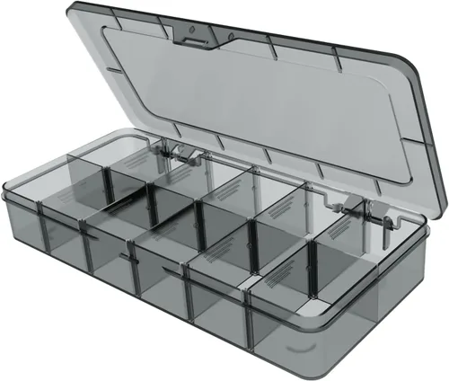 Vista 8 de Caja organizadora grande transparente, caja organizadora de 12 rejillas con divisores extraíbles para joyas, almacenamiento de cuentas, contenedor