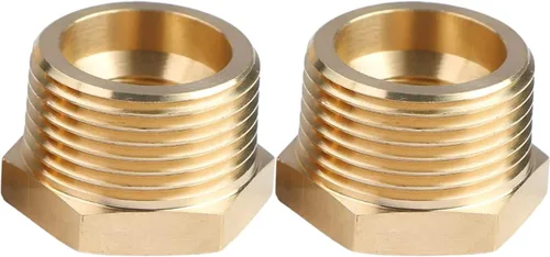 Vista 4 de 2 piezas 1" NPT macho x 1/2" NPT hembra buje hexagonal adaptador de accesorios roscados reductor de latón de CX WONDERLAND