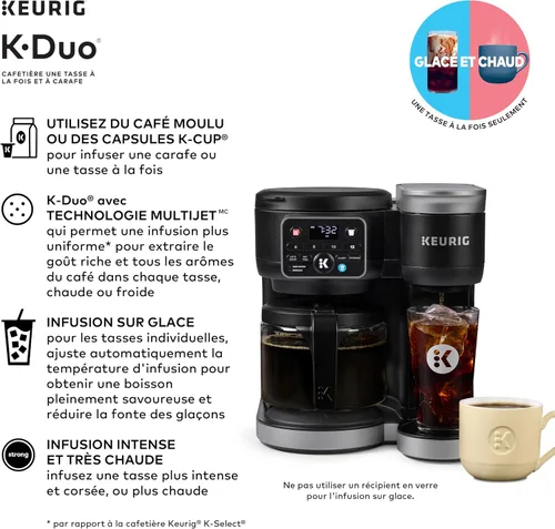 Vista 3 de Keurig K-Duo - Cafetera de una porción con cápsulas K-Cup y jarra, color negro